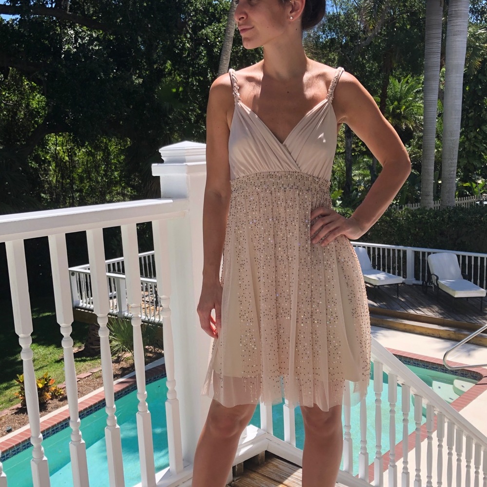 BCBG Nude beaded dress